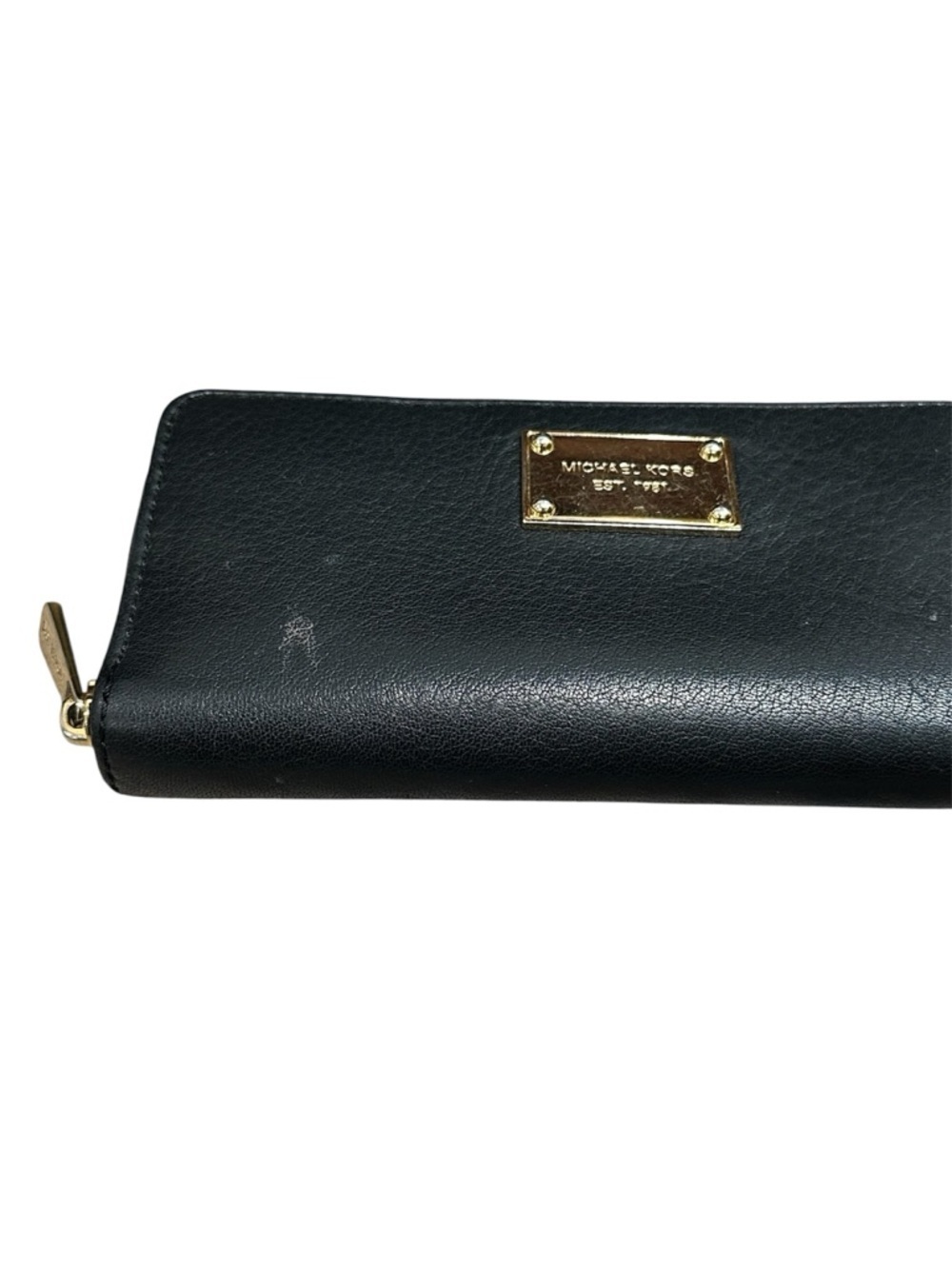 Michael Kors Black Leather Zip Wallet with Gold Hardware - Picture 3 of 5